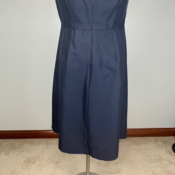 J Crew Womens Off Shoulder Faille Dress Tie Bow Straps Navy Blue G3469 size 14 - Picture 9 of 15